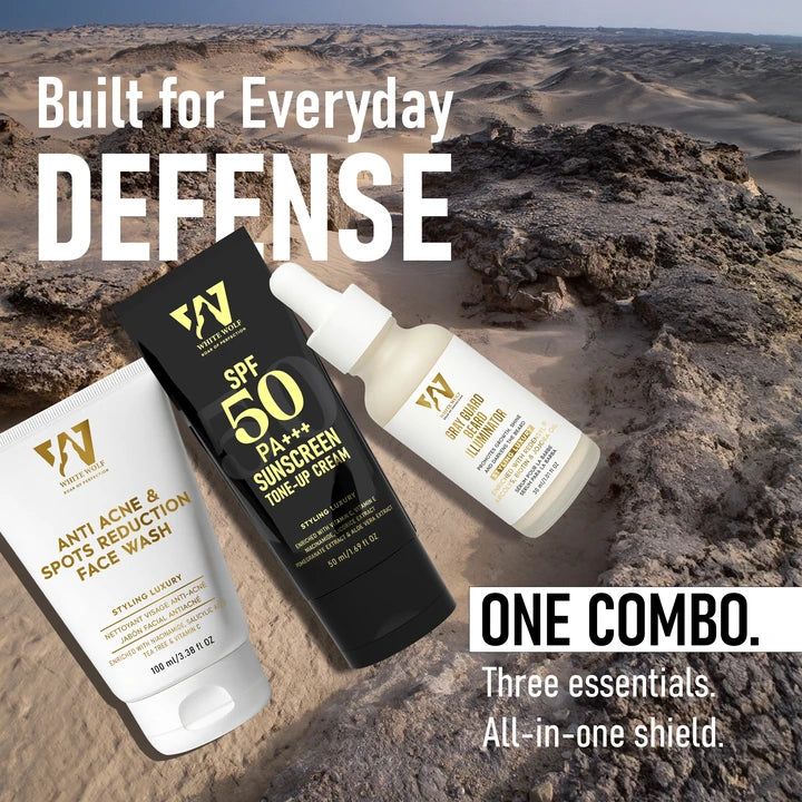 The Daily Defence Kit - Face Wash + SPF 50 PA+++ Sunscreen + Gray Guard Beard Illuminating Serum